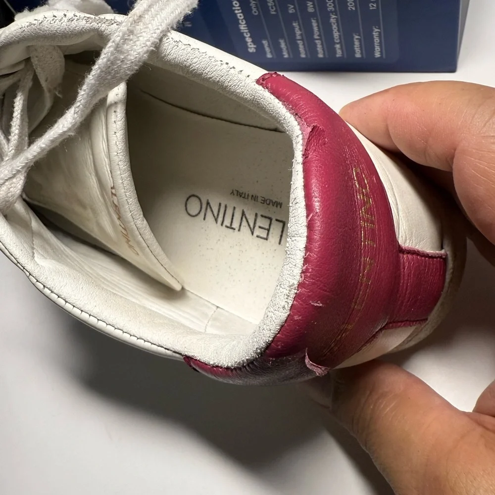 Valentino White and Pink Leather Sneakers size 7
